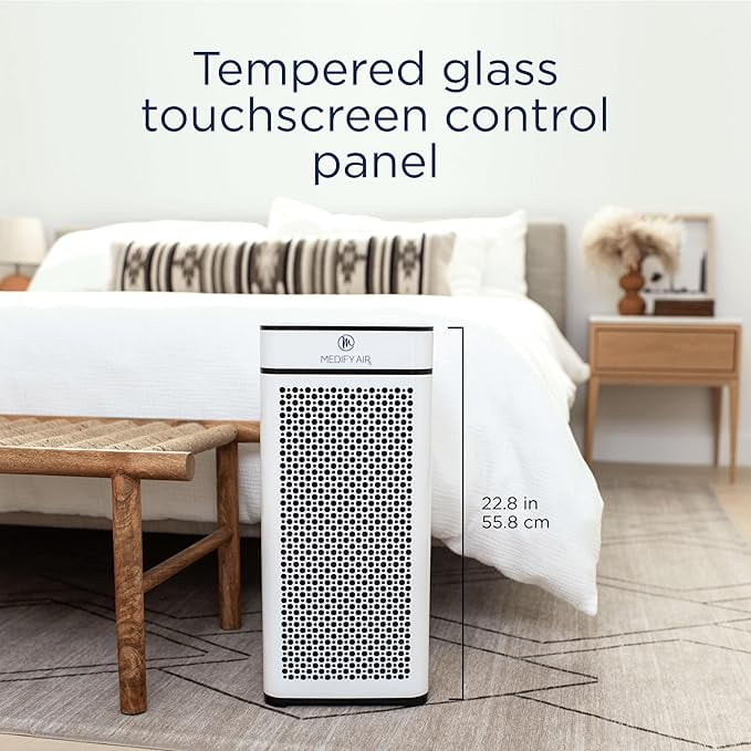 Medify Air White MA-40 Air Purifier with HEPA Filters I Smoke Dust Pet Odors I 3 in 1 with Pre-filter HEPA H13 & Activated Carbon I Removal of 0.1 to 0.3 microns I 1,793 Sq ft Coverage I 2-Pack