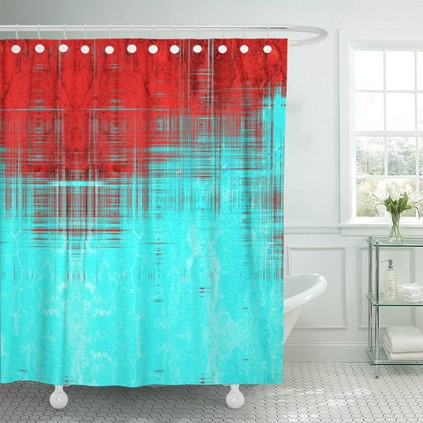 Abstract The Is Red Turquoise Green, Red And Blue Shower Curtain