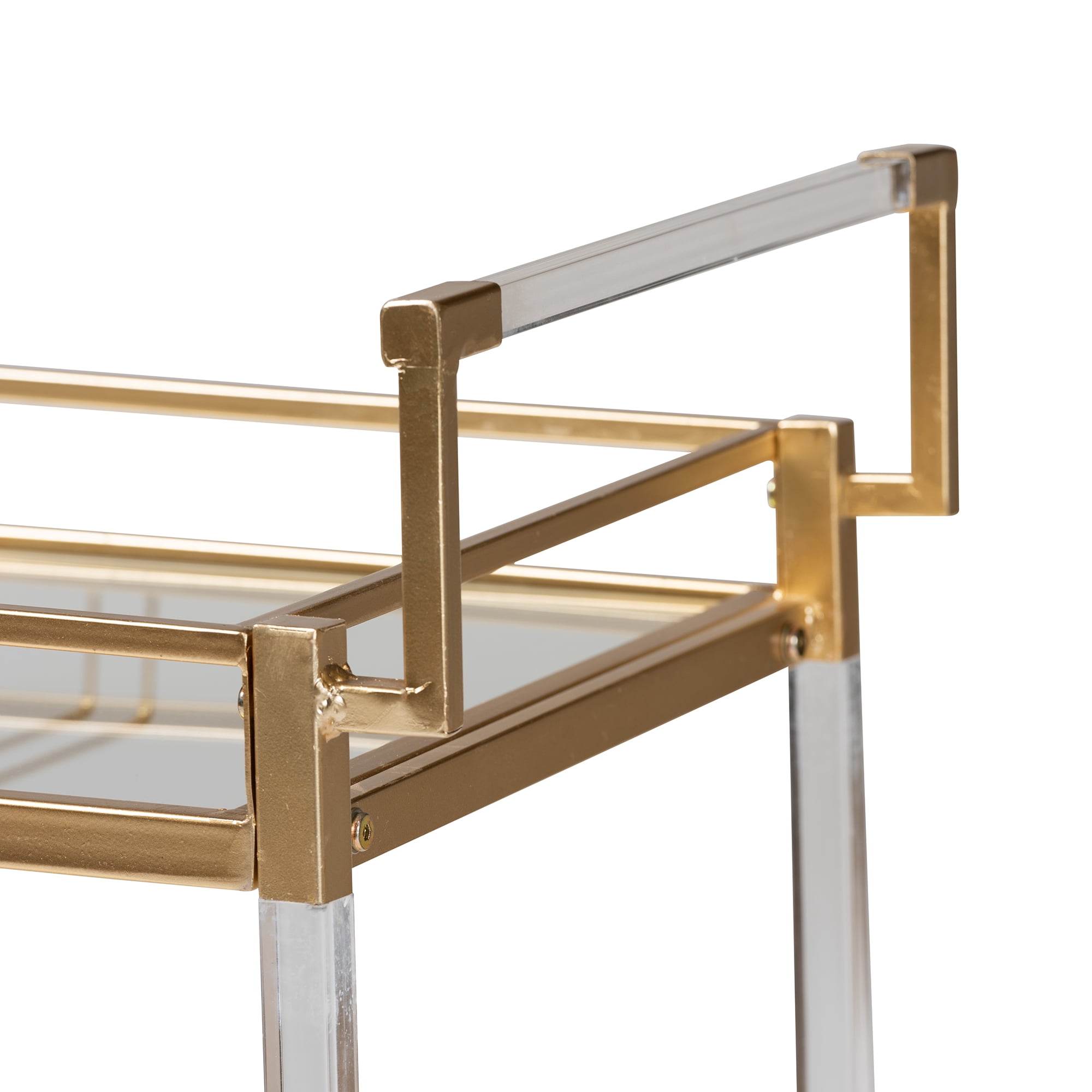 Baxton Studio Savannah Contemporary Glam and Luxe Gold Metal and Glass Wine Cart