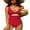 Red, variant on Sociala Women's Deep V Neck Monkini Swimwear Tummy Control One Piece Swimsuit