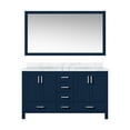 thumbnail image 3 of Jacques 60 in. W Navy Blue Double Bath Vanity, Carrara Marble Top, and 58 in. Mirror, 3 of 9