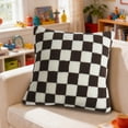 thumbnail image 5 of 18 X 18 Inch Square Checkered Sherpa Throw Pillow Soft Plush Fluffy Decorative Accent Pillow For Couch Sofa Bed Living Room And Home Decor, 5 of 6