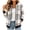 Gray, variant on Women's Plaid Bomber Jacket Zip Up Wool Blend Long Sleeve Warm Fall Winter Coats with Pockets, Ribbed Details (L, Wine)
