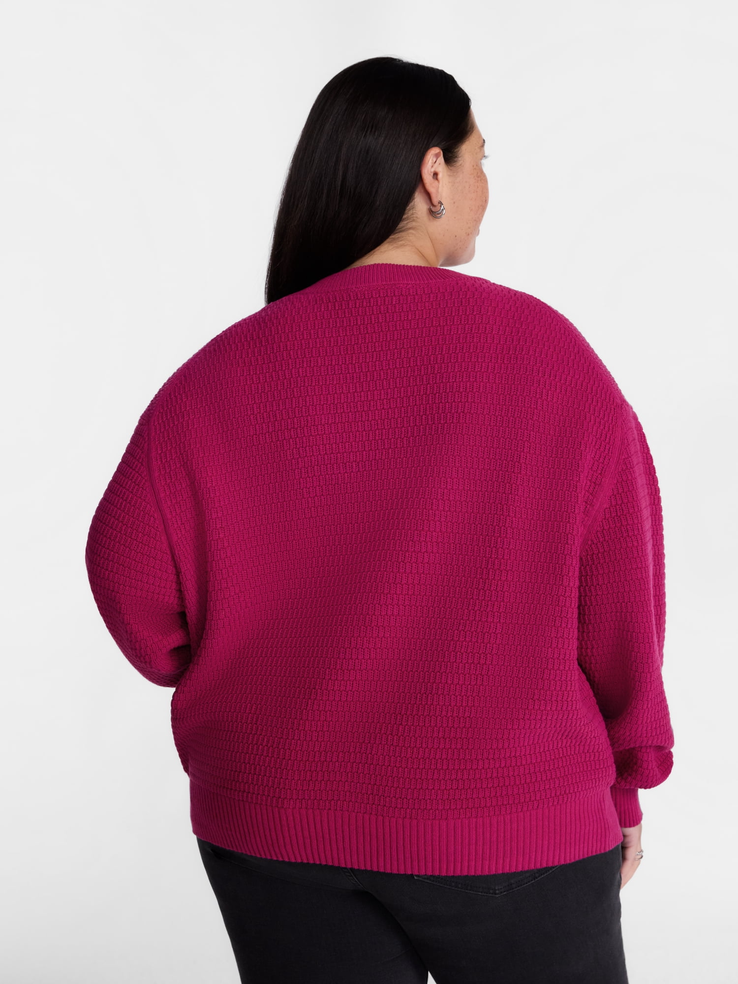 Terra & Sky Women's Plus Knit Crewneck Pullover Sweater, Sizes 0X-5X