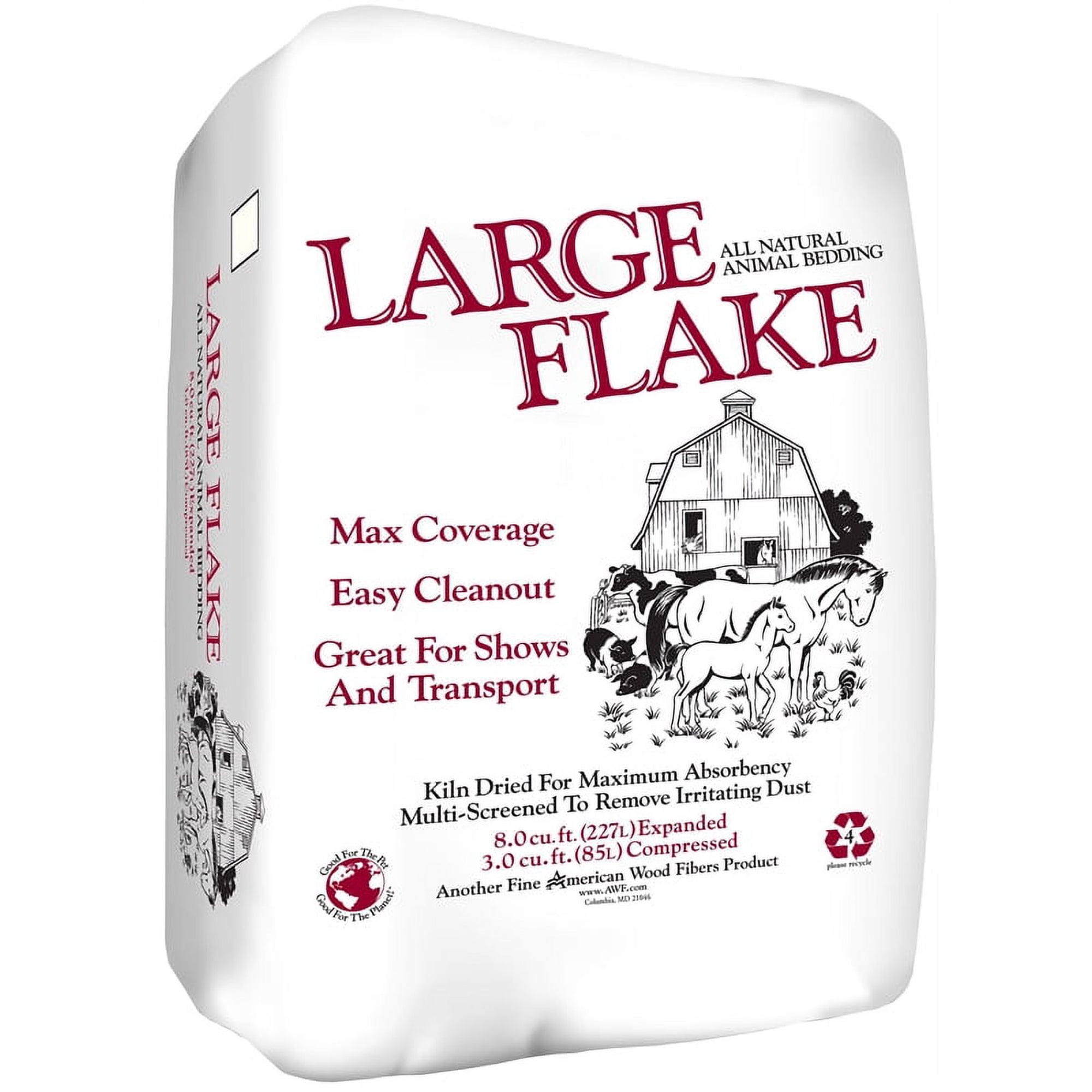 America's Choice American Wood Fibers LARGE FLAKE Large Shaved Wood Bedding, 3-Cu. Ft. — Residential Use, Standard Application