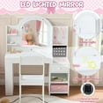 thumbnail image 2 of Kids Vanity Set with Lights, 2 in 1 Princess Makeup Vanity Desk with Jewelry Storage, Open Bookshelf, Storage Cabinet & Shelves for Little Girls (White), 2 of 7