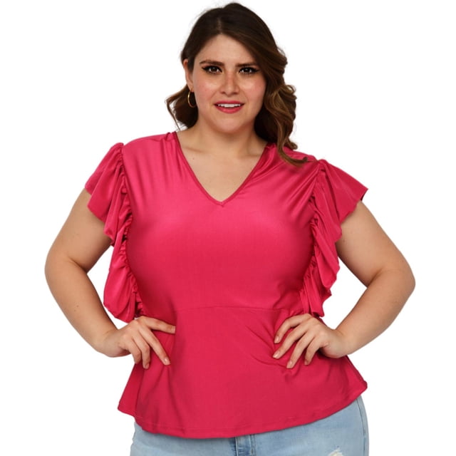 Blusa con strech (talla extra), modelo 1778 (Fiusha) fucsia 42 Roman Fashion Blusa extra 1778