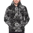thumbnail image 4 of KLL Rose Flowers Print Mens Hoodie Long Sleeve Casual Pullover Hooded Sweatshirt Fashion Drawstring Hoodies with Pocket-Large, 4 of 6