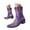 Purple, variant on Cowboy Boots for Women Elegant Floral Embroidery Dressy Cowgirl Boots Chunky Heel Pull on Tall Booties