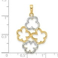 thumbnail image 2 of 21.95mm 14k and White Rhodium Polished And Sparkle-Cut Flowers Pendant Necklace Pendant for Women, 2 of 2