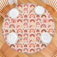 thumbnail image 2 of Pink Boho Bohemia Rainbows Hearts Stars Pattern Round Fitted Tablecloth with Elastic Edge,Dining Table Cover Waterproof,Outdoor Round Tablecloth for Camping,Dining,Indoor and Outdoor, 2 of 7
