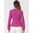 thumbnail image 4 of DARING DIVA Women's Button Down Cropped Ruffle Hem Denim Jacket XL Hot Pink, 4 of 6