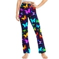 thumbnail image 2 of Odeerbi 2-13 Years Kids Girls Wide Leg Yoga Pants Butterfly Print Workout Dance Athletic Sports Pants Cute Elasticity High Waist Straight Leg Pants, 2 of 9