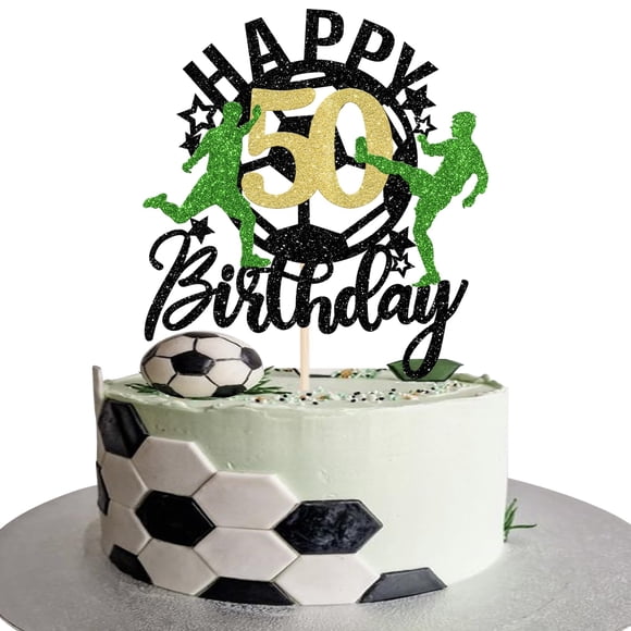 Fiesta de 50 cumpleaños de Cake Topper YCTHUNFISH Soccer