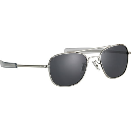 HUMVEE HMV-52B-SILVR Bayonette Style Military Sunglasses with Gray Lens and Chrome Silver Frame, 52 Multi-Colored