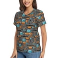 thumbnail image 5 of Yiaed Industrial Transportation Print Women's T Shirt V-Neck Short Sleeve Shirt Casual Breathable Tee Summer Tops-Small, 5 of 5
