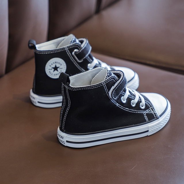 Zapatos de lona altos para niños, zapatos de mujer de color caramelo, zapatos de tela para niños, zapatillas deportivas de moda para primavera y otoño para niños