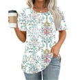 thumbnail image 2 of Women Shirts 2025 Summer Womens Tops Casual Dressy Shirts for Women Graphic Tees Funny Women V Neck Shirts Under 6 Plus Size Summer Tops for Women, 2 of 6