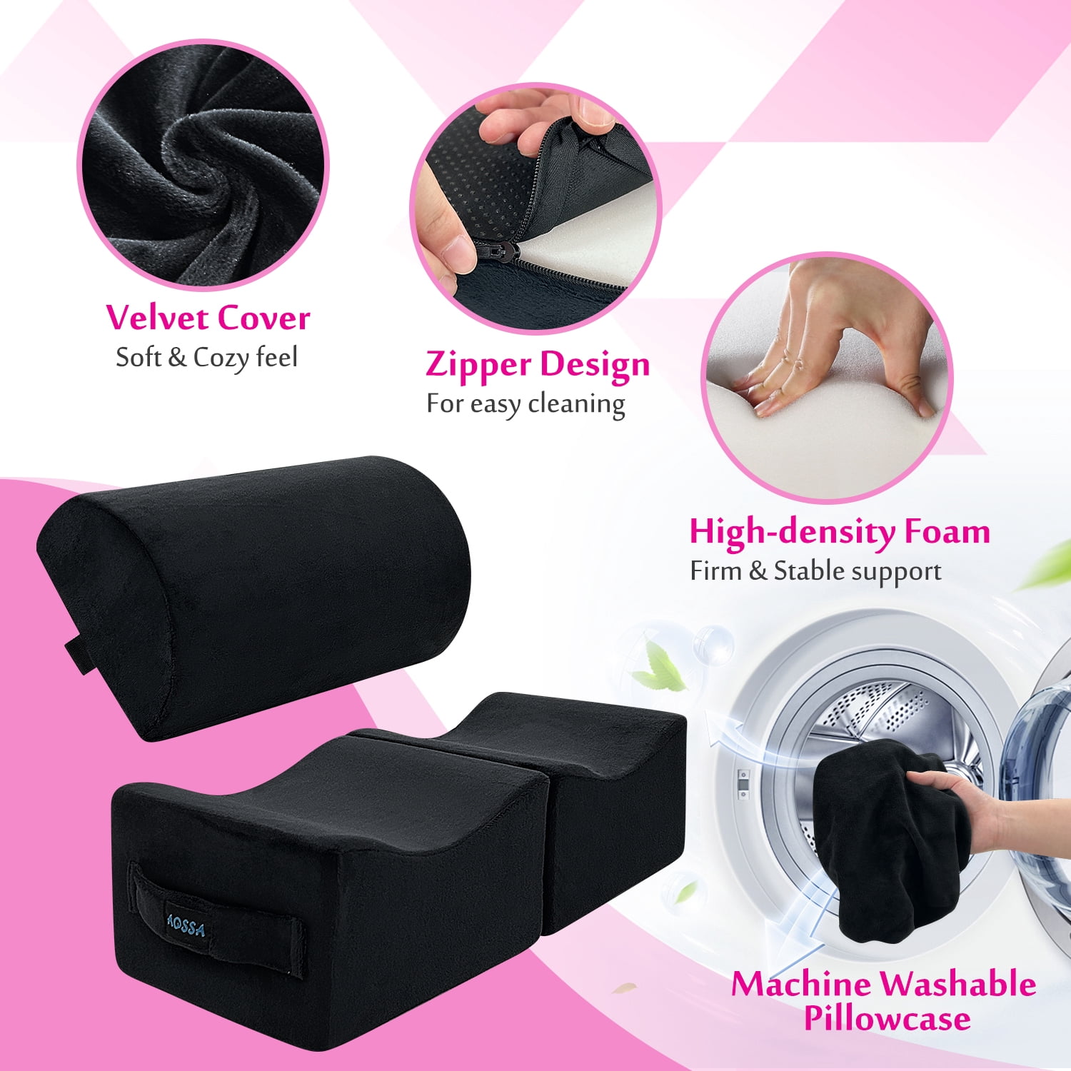 Butt Support Pillow with Back Cushion – Firm BBL Sitting Pillow with Velvet Cover, Foldable Design, Fits Office Chair, Car Seat, Travel Use