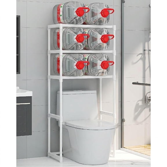 Space-Saving 3-Tier Over-The-Toilet Storage Cabinet - Freestanding Carbon Steel Bathroom Organizer Shelf - Waterproof, Easy Assembly, Home Bathroom Storage Rack - Color: White