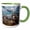 Green/White, variant on 3drose, Usa, Oregon, Newport. Brown Pelicans at Devils Punch Bowl., 11oz Two-tone Green Mug