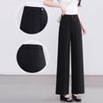 thumbnail image 1 of Pantalones Finos de Verano para Mujer de Pierna Ancha Corte Recto, Negro, 1 of 5