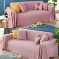 thumbnail image 2 of Pink 70.8" x 70.8" Knit Sofa Covers for Couch Covers Woven Sofa Throw Blanket Furniture Covers, Easy to Install, 2 of 7