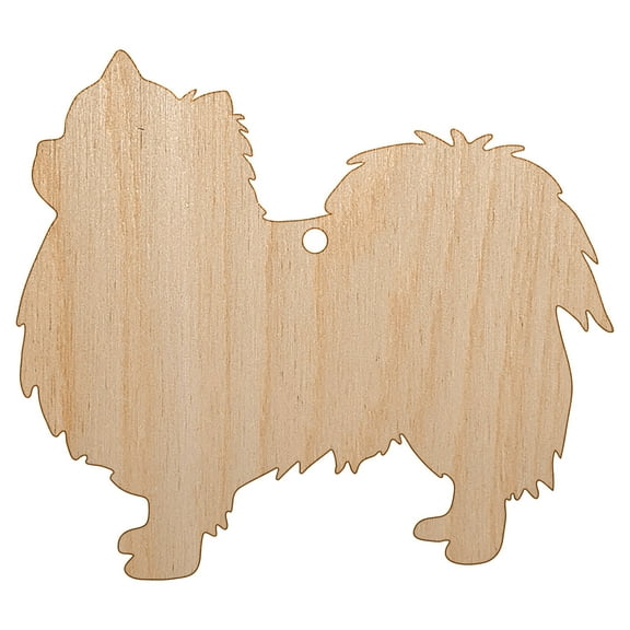 Long Coat Chihuahua Dog Solid Wood Holiday Christmas Tree Ornament Unfinished DIY Pre-Drilled Craft