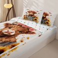 thumbnail image 3 of jejeloiu Highland Cow Sunflower Zipper Twin Comforter Sets with Fitted Sheet and 2 Pillowcases Kids,Floral Farm Print Zipper Bedding Set,Reversible,4 Pieces, 3 of 7