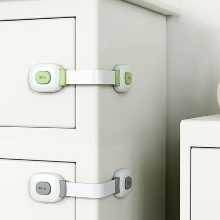 ifundom 4Pcs Child Safety Cabinet Locks Green ABS Double Hook Lock System for Baby Proofing and Child Safety