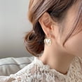 thumbnail image 3 of Hyasfey 1 Pair Stud Earrings Bling Rhinestone Hollow Ring Elegant Heart-shaped Faux Pearl Drop Earrings Jewelry Accessories, 3 of 7