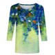 thumbnail image 4 of ICHUANYI Clearance Women's Fashion Printed T-shirt Mid-length 3/4 Sleeves Blouse Round Neck Casual Tops(Army Green, XXL) ICHUANYI WER2023081010936, 4 of 4