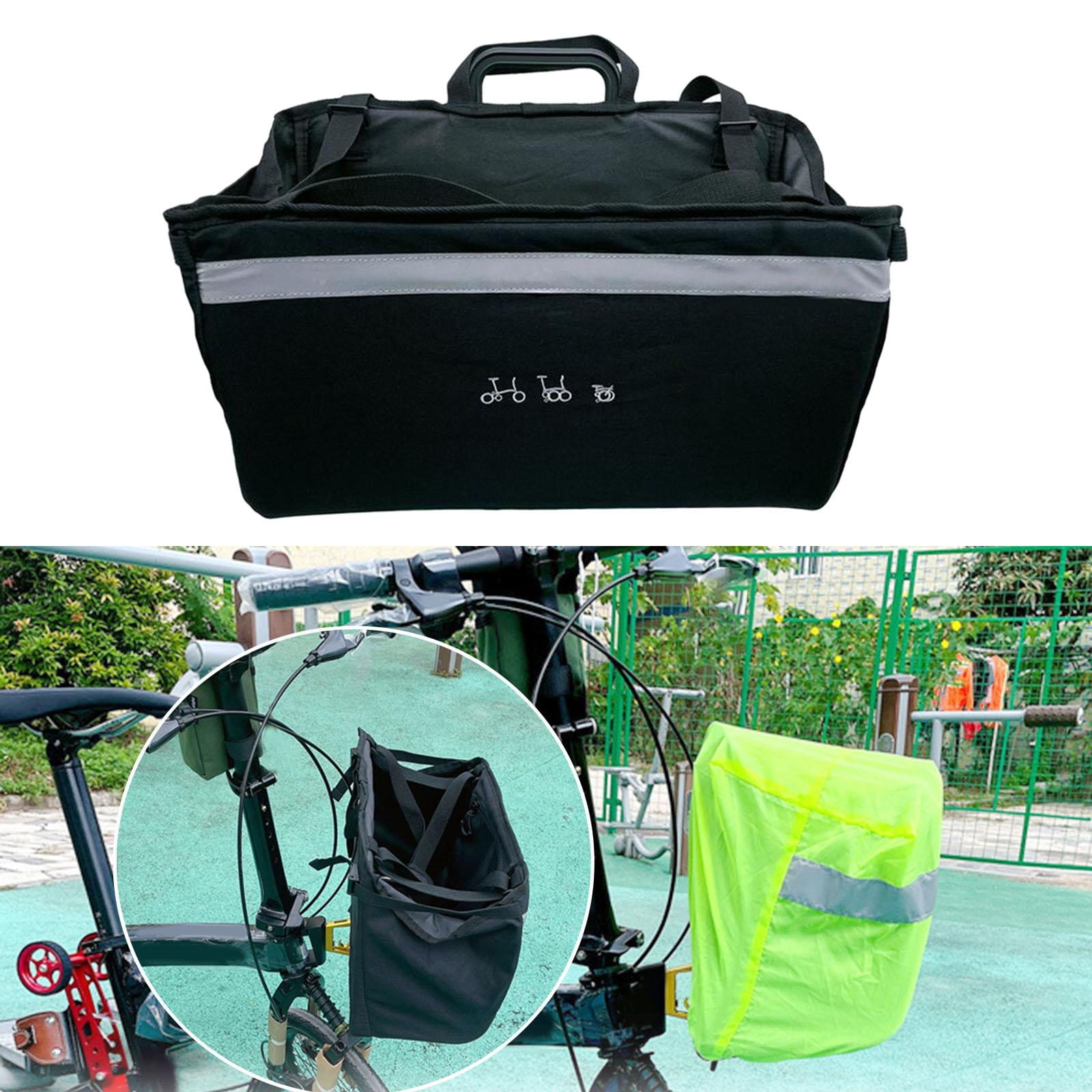 Bike Front Basket Bag with Rain Cover for Folding Bike , Black, 40.5x22.5cm