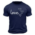 thumbnail image 4 of Tops para hombre, blusas y camisas de cuello redondo y manga corta para hombre. Camiseta/camisa informal de cuello redondo y manga corta con estampado de corazones para hombre. Tops de poliéster para, 4 of 4