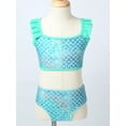 thumbnail image 4 of inhzoy Kids Toddle Girls Cute Mermaid Swimsuit 2-Piece Tankini Swimwear Bathing Suit,Size 2T-16 Green 10, 4 of 9