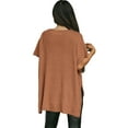 thumbnail image 3 of Womens Tops Casual Short Sleeve Sweater Loose Oversized Shirts Spring Tops for Women Camel XL, 3 of 9