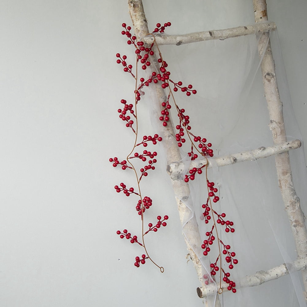 5.9 Ft Red Berry Garland Christmas Artificial Burgundy Red Pip Berry  Garland Indoor Outdoor Use For Christmas Holiday New Year Decorations