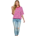 thumbnail image 5 of Cueply Tops for Women Summer Short Sleeve T Shirts Striped Design Fashion Crewneck Casual Loose Basic Tee Shirts, 5 of 8