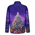 thumbnail image 3 of Women's Christmas Print High-Neck Padded Long Sleeve Button-Up Cotton Coat for Winter Holiday Fashion and Warm Outerwear,Purple,2XL, 3 of 5