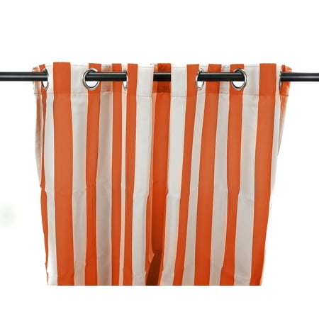 Jordan Manufacturing 54" x 96" Tangerine Orange Stripe Grommet Semi-sheer Outdoor Curtain Panel