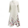 thumbnail image 2 of Pisexur Maxi Robe pour Femmes Imprimé Floral de Printemps Manches Longues Décontractée Ourlet Ample Robe Longue Irrégulière, 2 of 5