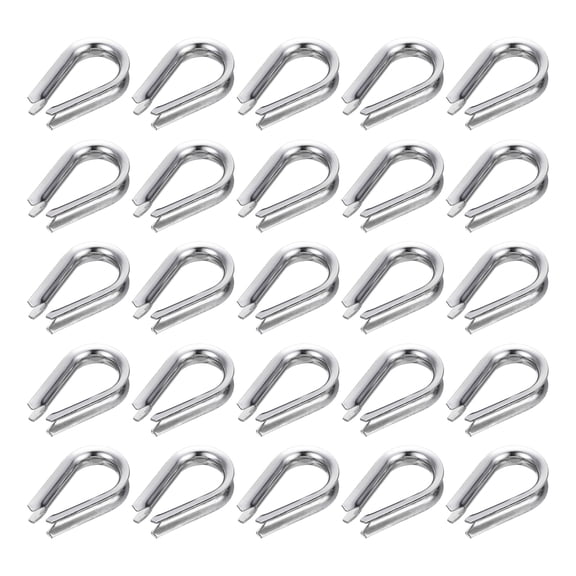 Uxcell 3/16" M5 Stainless Steel Thimble, 304 Stainless Steel Wire Rope Cable Thimbles Rigging Marine Grade, Silver 25Pcs