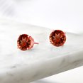 thumbnail image 4 of Gem Stone King 7.20 Ct Round 10mm Red Garnet 18K Rose Gold Plated Silver Stud Earrings for Women Men, 4 of 4