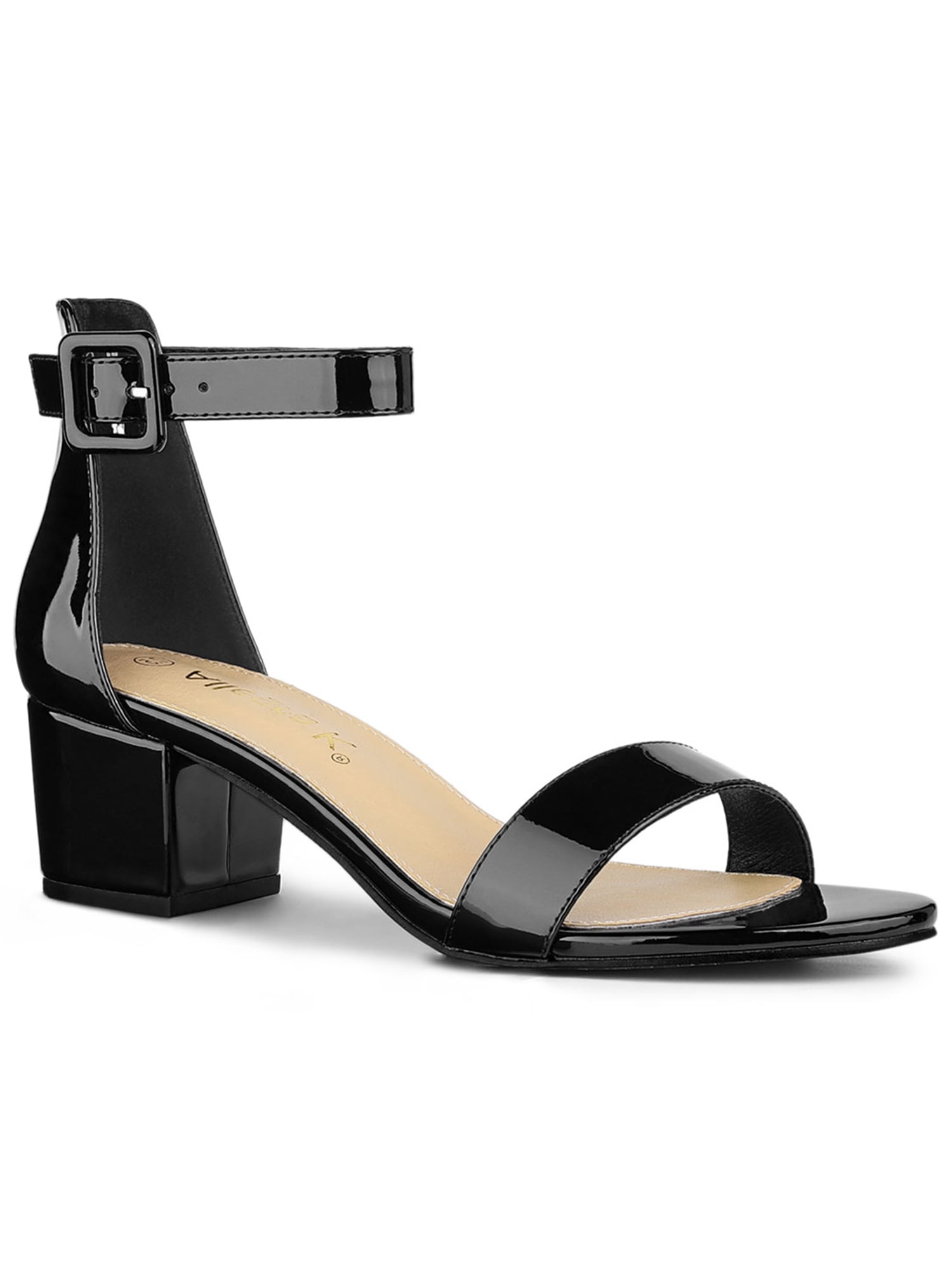black patent heels ankle strap