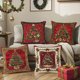 thumbnail image 5 of Juego de 4 fundas de almohada navideñas | Fundas de almohada rojas con aspecto de lino | Fundas de cojín de sofá de 45 cm para Navidad, Acción de Gracias, invierno, decoración del hogar, 5 of 5