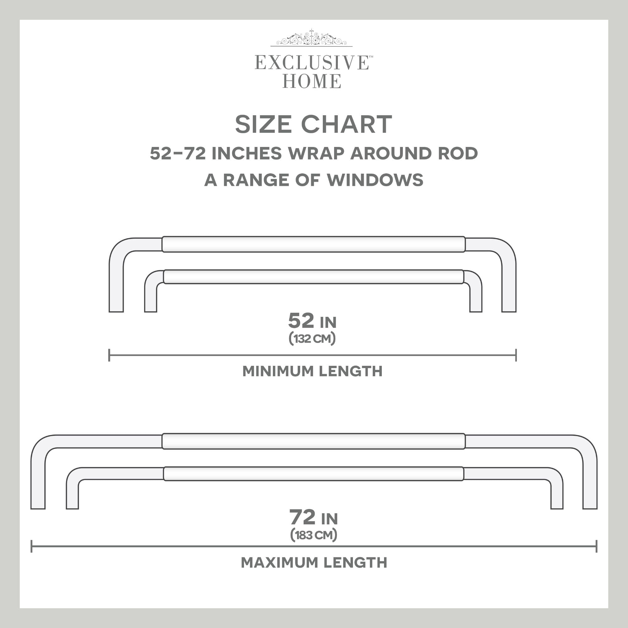 Exclusive Home Fetter Wrap Around Double Curtain Rod, Matte White, Adjustable 52"-72"
