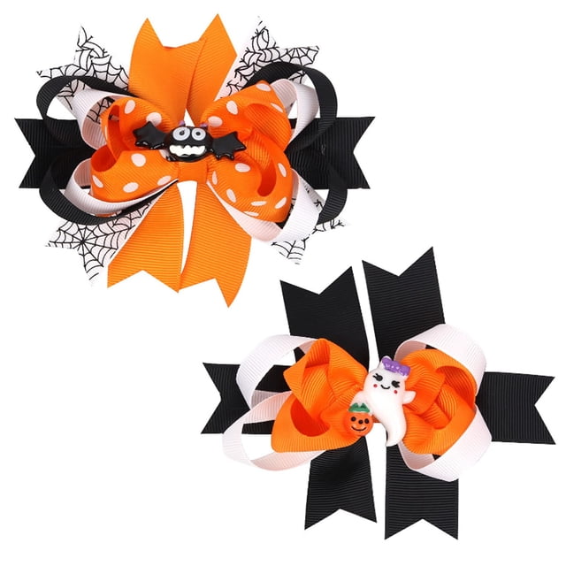 Pinzas para el pelo de Halloween, Horquillas bonitas de 3 capas para niñas y niños, Accesorios para pasador de pelo de murciélago fantasma