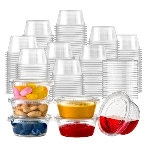 Fit Meal Prep 1250 Pack 3.25 oz Jello Shot Cups with Lids, Disposable Souffle Portion Cups for Sauce