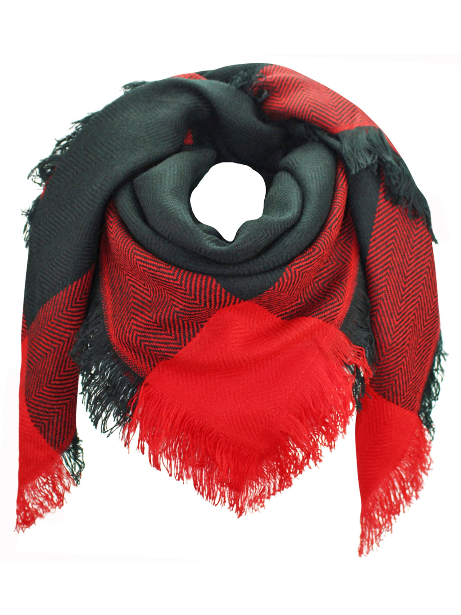 Luxury Divas - Black &amp; Red Oversized Plaid Blanket Scarf