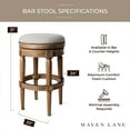 thumbnail image 5 of Maven Lane Pullman Backless Bar Stool in Weathered Oak Finish w/ Sand Color Fabric Upholstery, Set of 3, 5 of 6